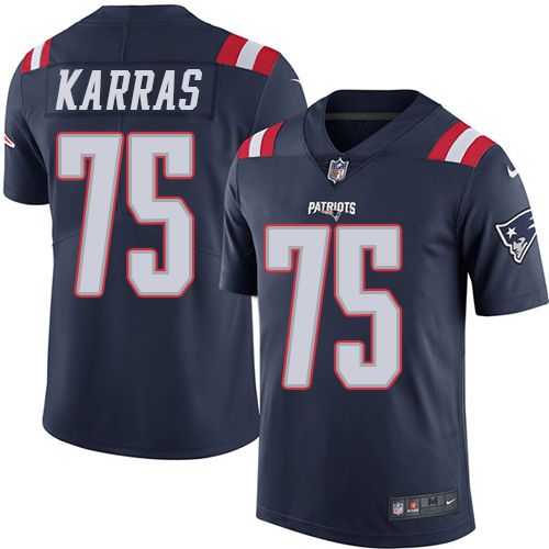 Men New England Patriots #75 Ted Karras Nike Navy Vapor Limited NFL Jersey->new england patriots->NFL Jersey